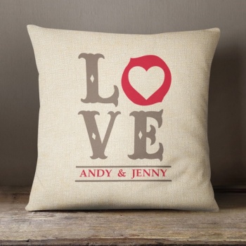 Personalised Cream Chenille Cushion - LOVE LETTERS